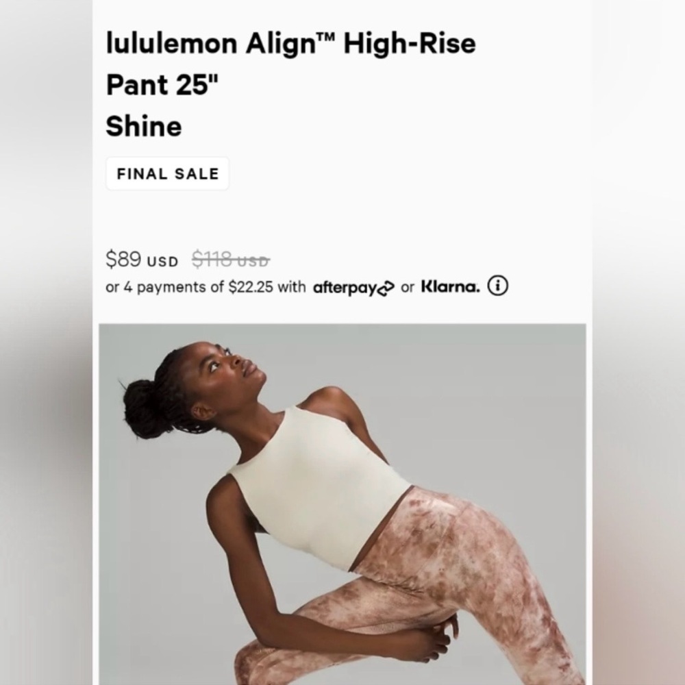 lululemon athletica Align High-Rise Pant 25" Shine - Tie-Dye